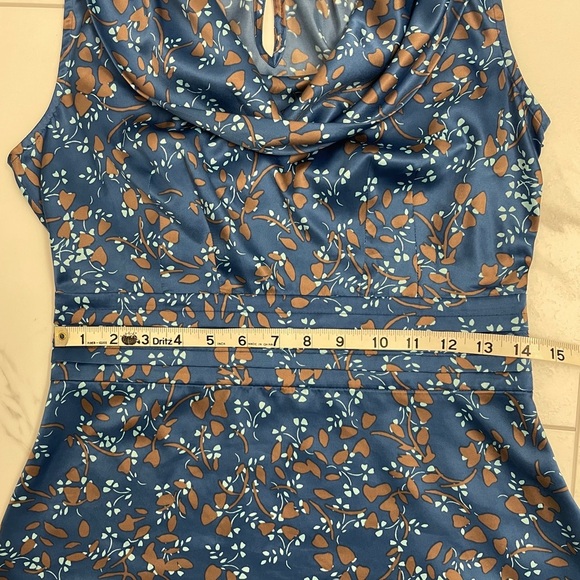 Banana Republic Blue & Grey Cowl Neck Blouse Sleeveless Fitted Sz 6 - Picture 10 of 16